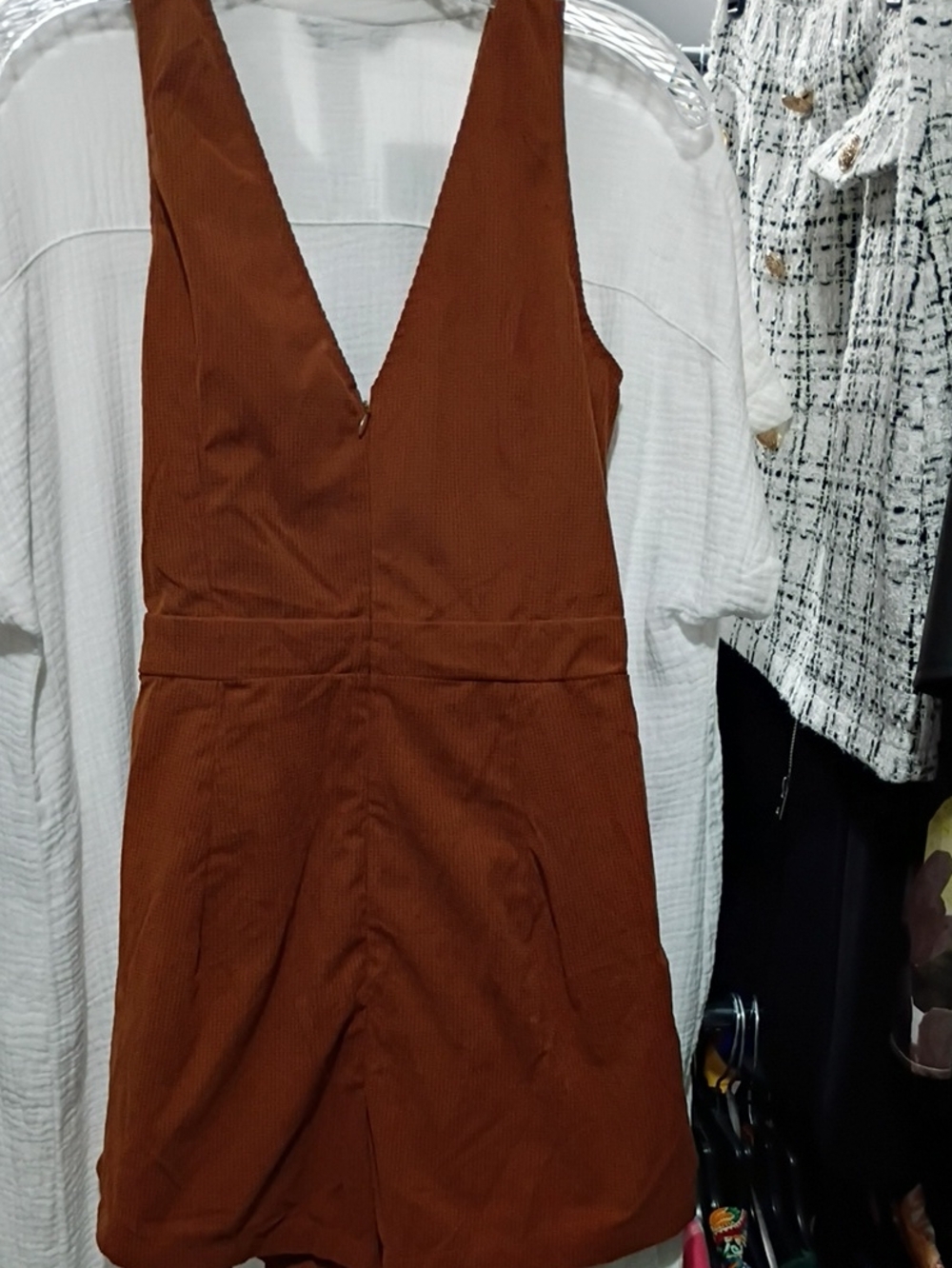 CUPSHE Brown Corduroy Wrap Romper Dress with Tie Waist Size Medium NWOT - Picture 6 of 9